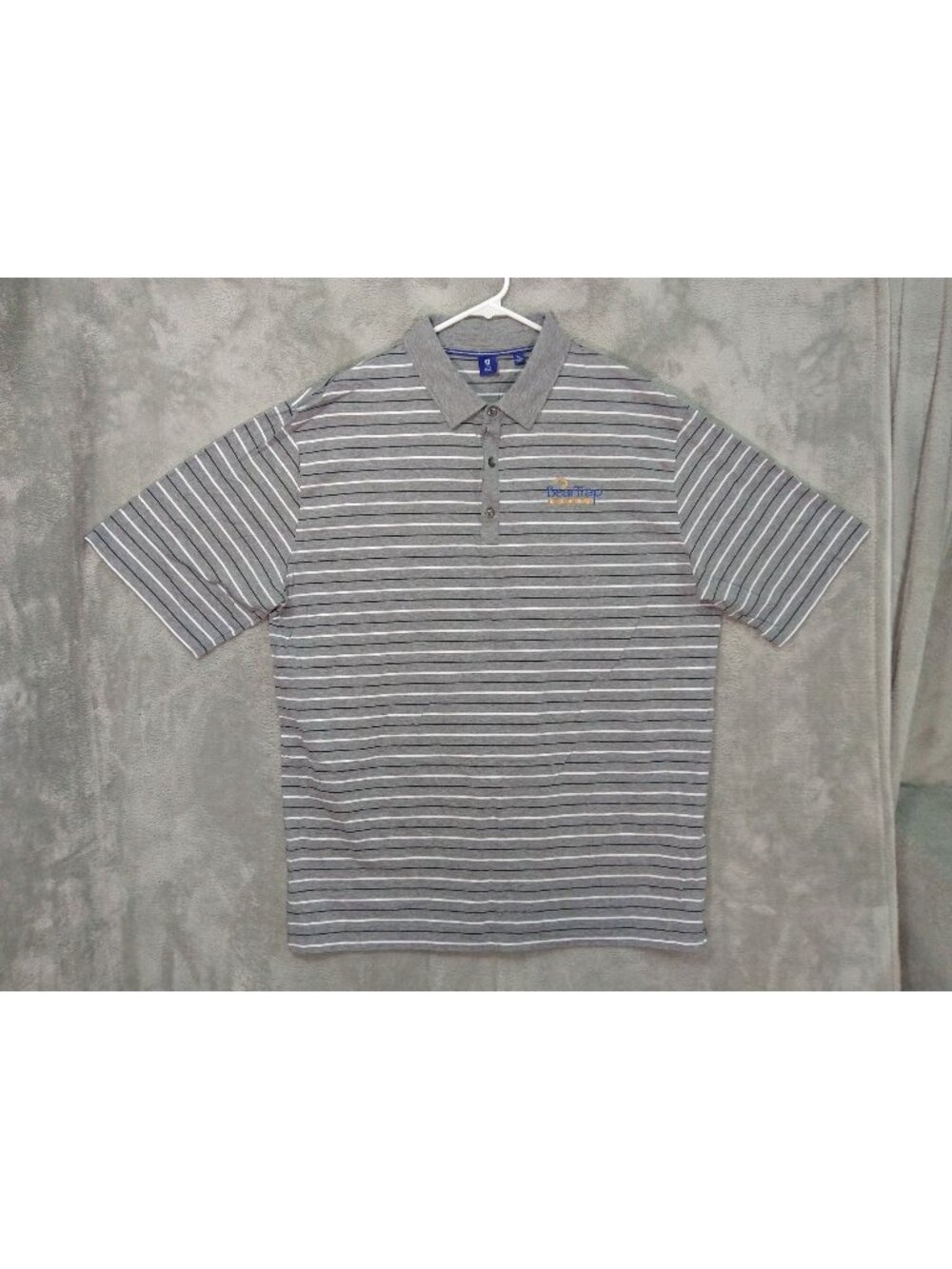 FootJoy FJ Shirt Mens XL Gray Striped Polo Short Sleeve Pima Cotton Stretch